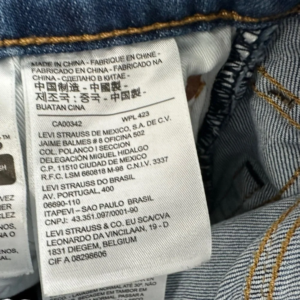 Levi's Mens Hi Ball Roll Jeans Size 30 Blue Medium Wash Logo Stripe Stretch